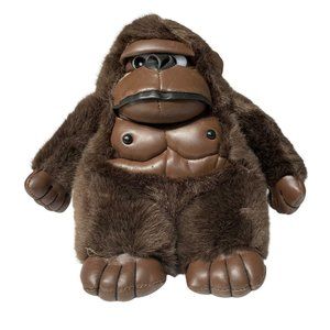 Vintage Gorilla Plush 8" Stuffed Animal Toy Monkey Primate Furry Faux Leather